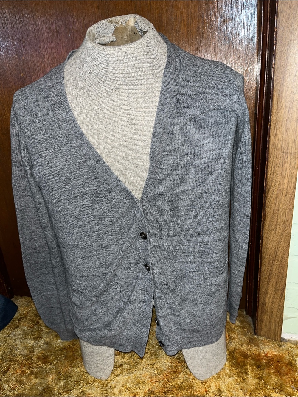 Madewell Gray Women's V-Neck Button Cardigan